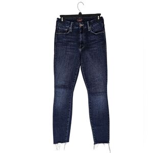 MOTHER The Looker Ankle Fray Skinny High Rise Hot Springs Blue Jeans 26 Preowned